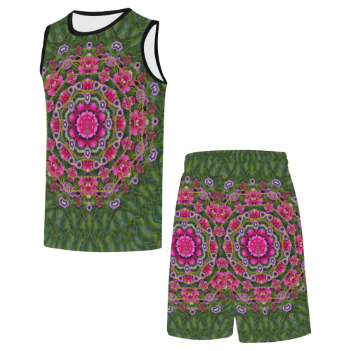 fantasy floral wreath in the green summer  leaves All Over Print Basketball Uniform