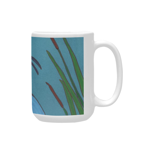 Blue Heron in the Cattails Custom Ceramic Mug (15OZ)