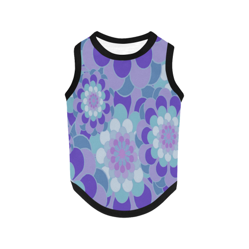 Purple Turquoise Floral All Over Print Pet Tank Top