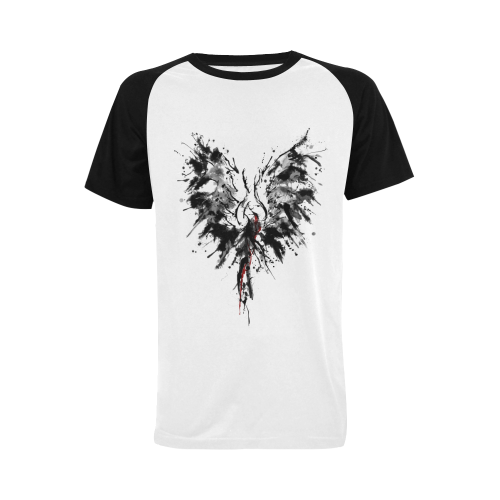 Phoenix - Abstract Painting Bird Black 1 Men's Raglan T-shirt Big Size (USA Size) (Model T11)