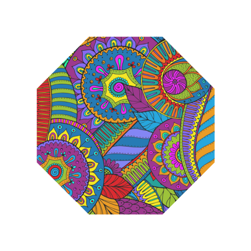 Pop Art PAISLEY Ornaments Pattern multicolored Anti-UV Auto-Foldable Umbrella (Underside Printing) (U06)