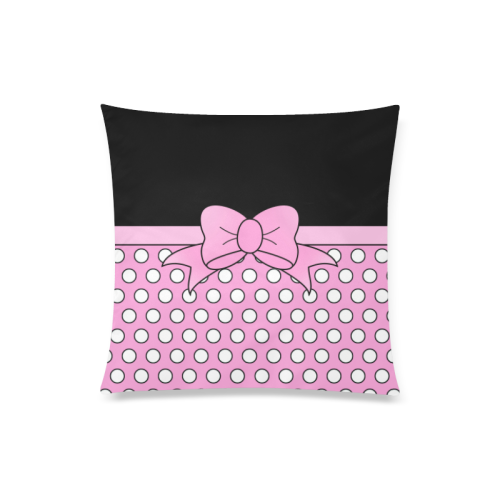 Polka Dots Pink and Black Cartoon Custom Zippered Pillow Case 20"x20"(Twin Sides)