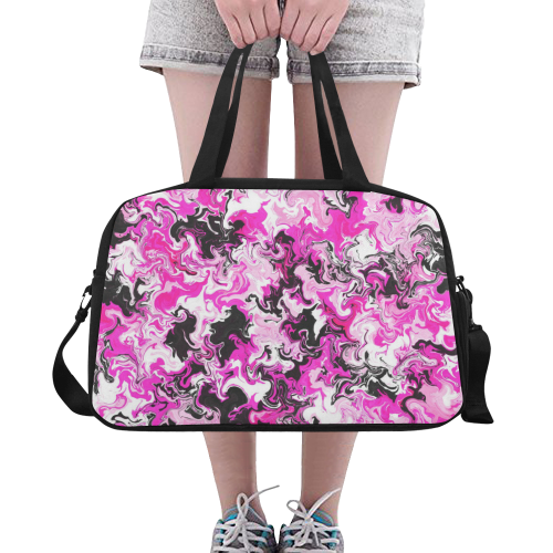 Black Swirls Pink - Fitness Handbag (Model 1671)