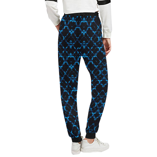 Diagonal Blue & Black Plaid  modern style Unisex All Over Print Sweatpants (Model L11)
