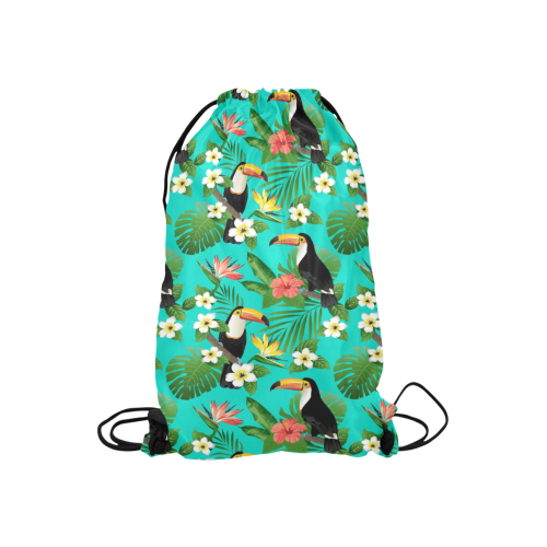 Tropical Summer Toucan Pattern Small Drawstring Bag Model 1604 (Twin Sides) 11"(W) * 17.7"(H)