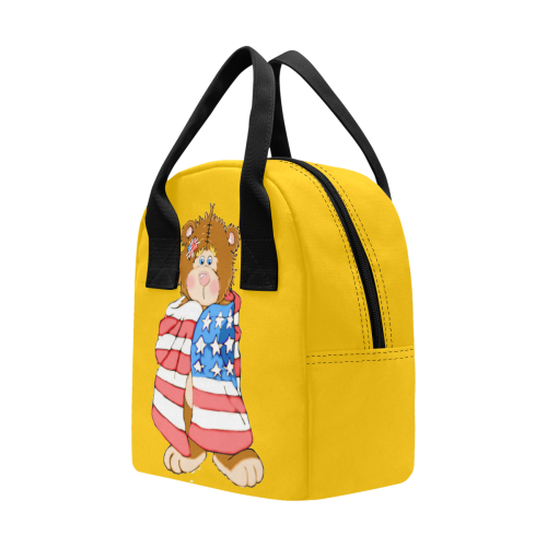 Patriotic Flag Bear Yellow Zipper Lunch Bag (Model 1689)