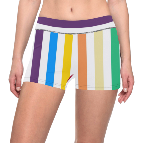 Rainbow Stripes with White Women's All Over Print Short Leggings (Model L28)