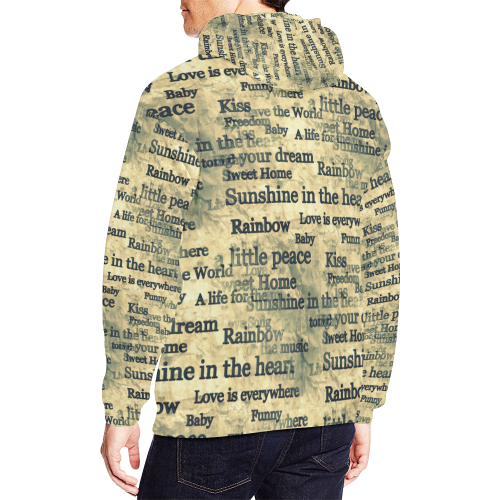 Words Popart by Nico Bielow All Over Print Hoodie for Men/Large Size (USA Size) (Model H13)