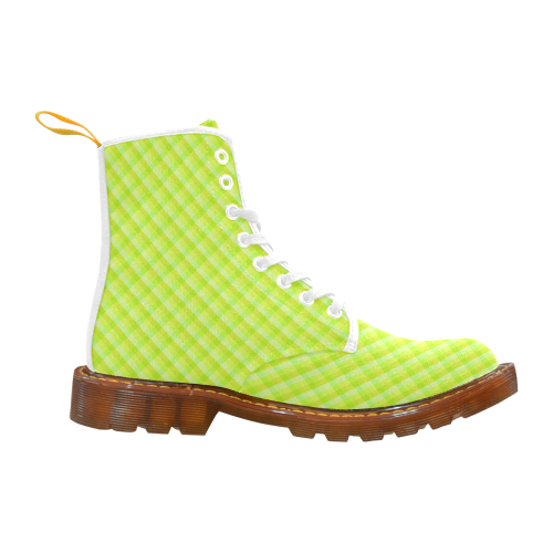 Yellow and green plaid pattern Martin Boots For Women Model 1203H