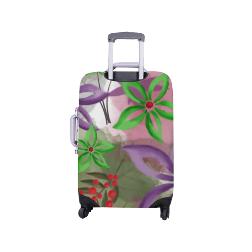 Flower Pattern - purple, violet, green, red Luggage Cover/Small 18"-21"