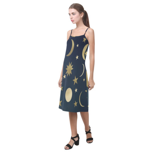 golden stars and moon Alcestis Slip Dress (Model D05)