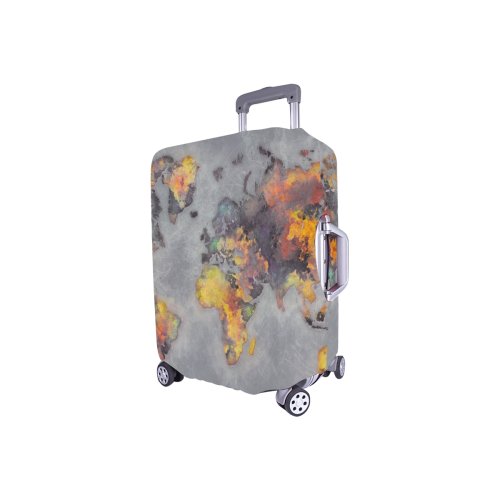 world map grey #map #worldmap Luggage Cover/Small 18"-21"