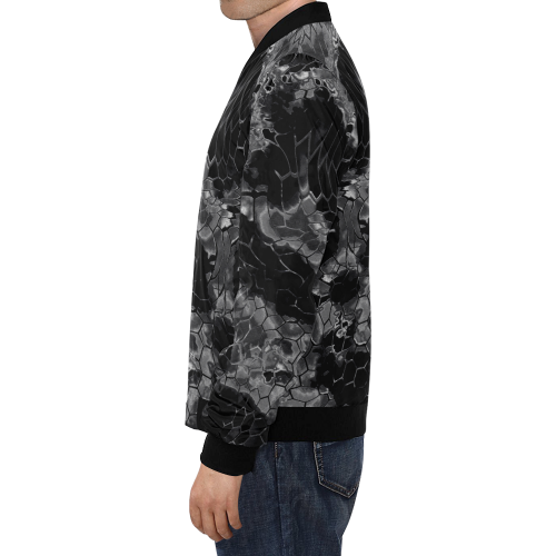 night dragon reptile scales pattern camouflage in dark gray and black All Over Print Bomber Jacket for Men/Large Size (Model H19)