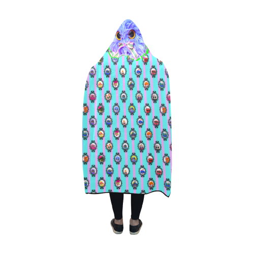Grid_TealLilac Hooded Blanket 60''x50''