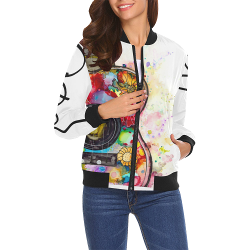 Mandy Womens Jacket All Over Print Bomber Jacket for Women (Model H19)