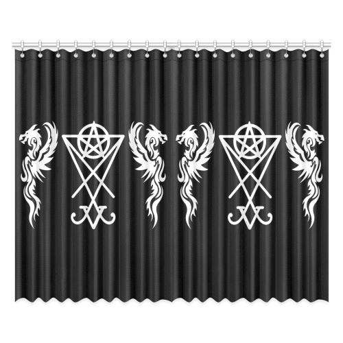 Luciferian Dragon Pentacle WHITE Window Curtain 52"x84"(Two Pieces)