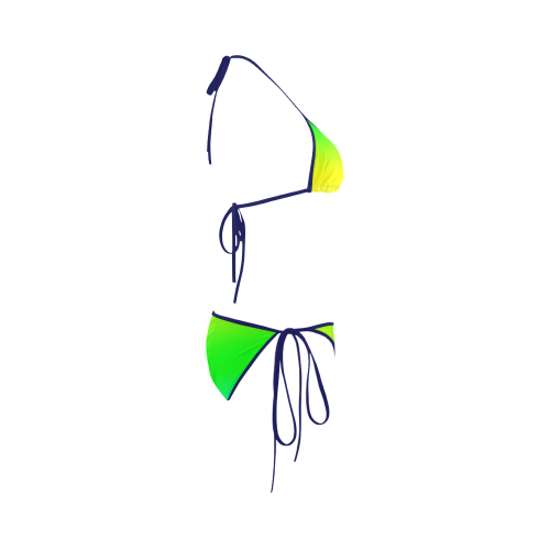 Neon colors yellow green gradient flashy ombre Custom Bikini Swimsuit