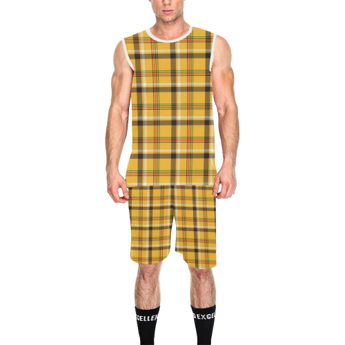 YELLOW TARTAN-5 All Over Print Basketball Uniform