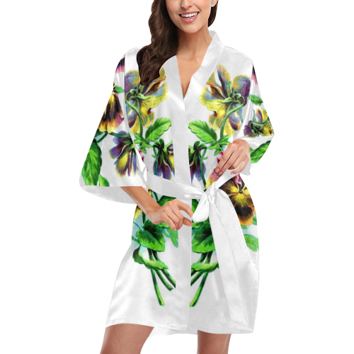 Colorful Pansy Kimono Robe