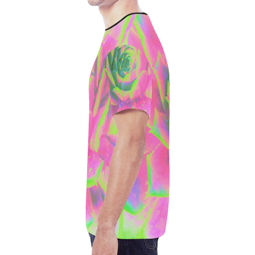 Lime Green and Pink Succulent Sedum New All Over Print T-shirt for Men/Large Size (Model T45)