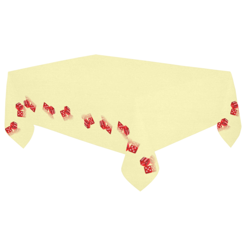 Las Vegas Craps Dice on Yellow Cotton Linen Tablecloth 60"x 104"