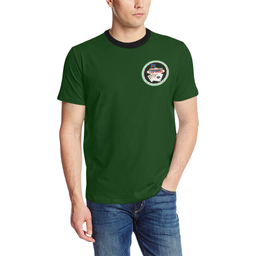 LasVegasIcons Poker Chip - Poker Hand Green Men's All Over Print T-Shirt (Solid Color Neck) (Model T63)