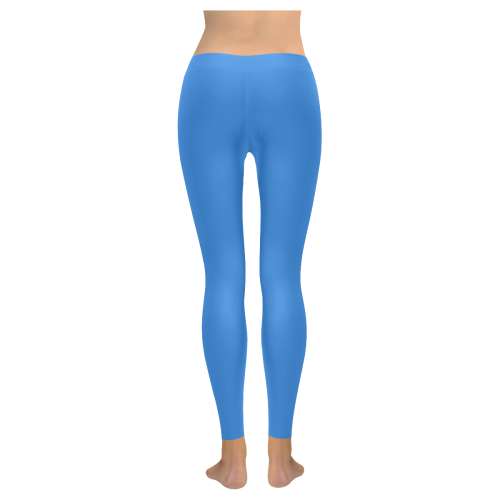 Shiny Blue Metallic Women's Low Rise Leggings (Invisible Stitch) (Model L05)