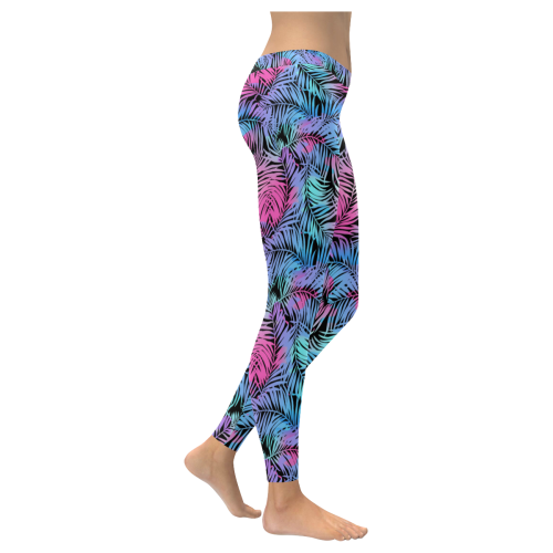 Tropical Leaves Women's Low Rise Leggings (Invisible Stitch) (Model L05)