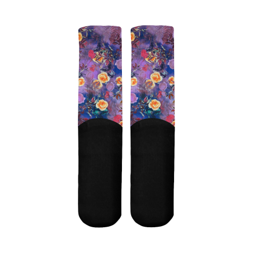 flowers 1 Mid-Calf Socks (Black Sole)