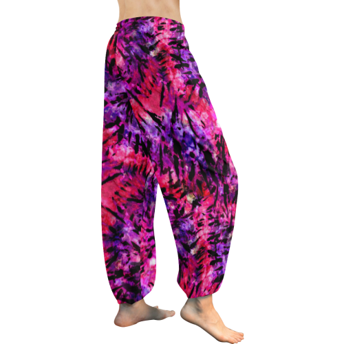 Pink N Purple Batik Tie Dye Women's All Over Print Harem Pants (Model L18)