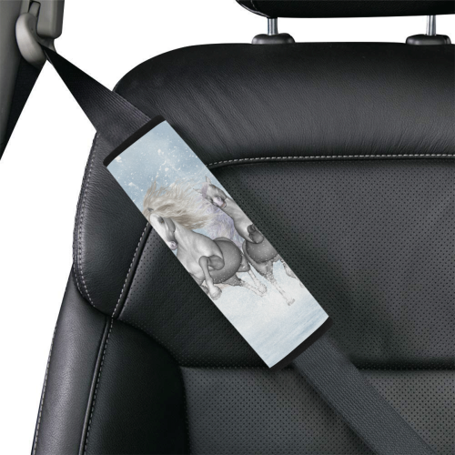 Awesome white wild horses Car Seat Belt Cover 7''x8.5''