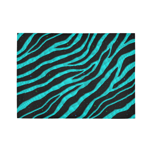 Ripped SpaceTime Stripes - Cyan Area Rug7'x5'