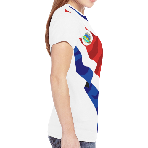 Costa Rica Ladies Classic Flag Tee 2.0 (White) New All Over Print T-shirt for Women (Model T45)