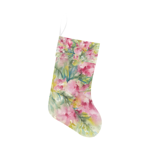 Pink Dreamy Flowers watercolors -floral Christmas Stocking