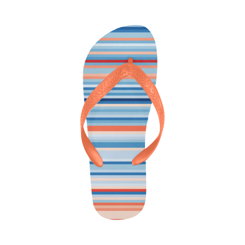 blue and coral stripe 2 Flip Flops for Men/Women (Model 040)