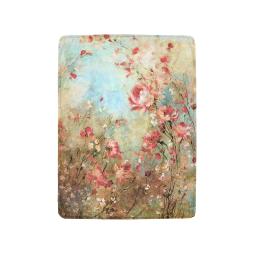 pink watercolor flowers Ultra-Soft Micro Fleece Blanket 30''x40''