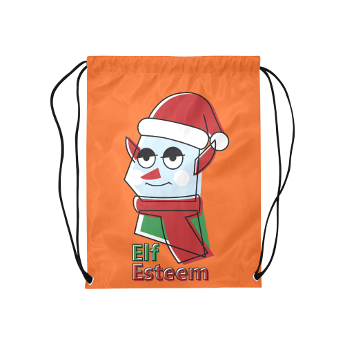 Elf Esteem CHRISTMAS ORANGE Medium Drawstring Bag Model 1604 (Twin Sides) 13.8"(W) * 18.1"(H)