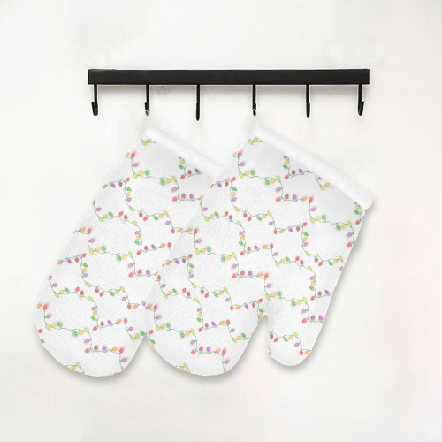 Festive Christmas Lights Oven Mitt (Two Pieces)