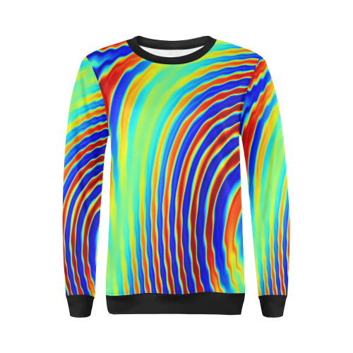 Rainbow Waves All Over Print Crewneck Sweatshirt for Women (Model H18)