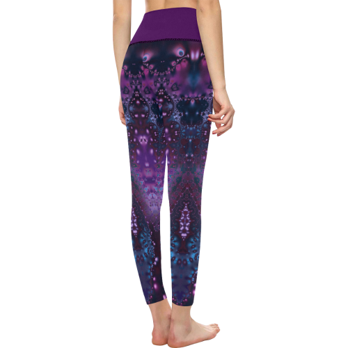Purple Hyacinth Lace Fractal Women's All Over Print High-Waisted Leggings (Model L36)