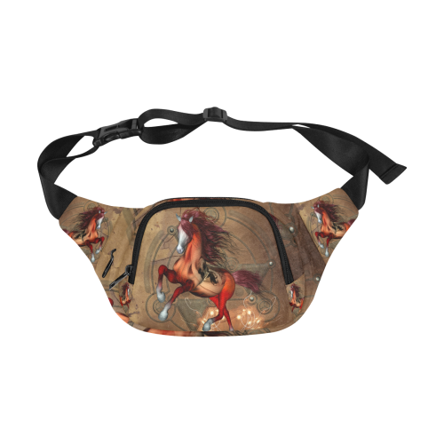 Wonderful horse with skull, red colors Fanny Pack/Small (Model 1677)
