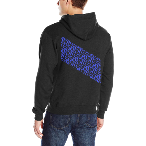 NUMBERS Collection Black/Blueberry 1234567 Flag Men's Classic Hoodie (Model H17)
