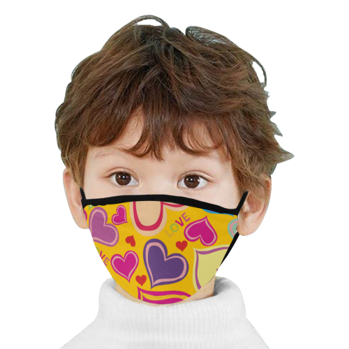 Cute hearts YELLOW Mouth Mask