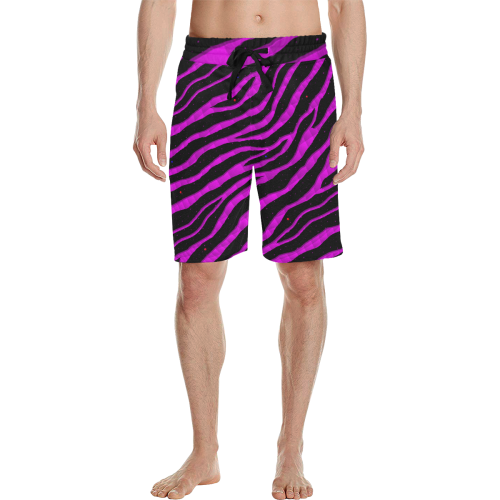 Ripped SpaceTime Stripes - Pink Men's All Over Print Casual Shorts (Model L23)
