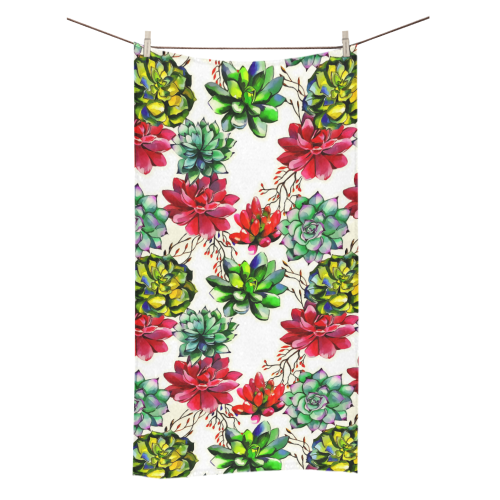 Vibrant Succulent Cactus Pattern Bath Towel 30"x56"
