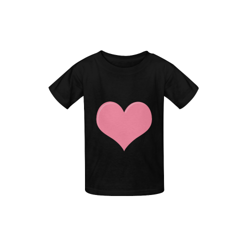 Pink Heart on Black Kid's  Classic T-shirt (Model T22)