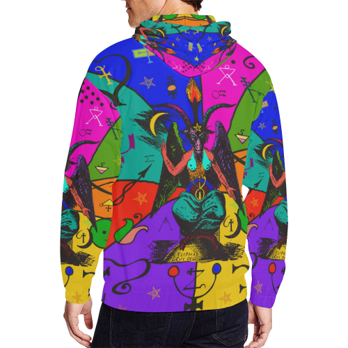 Awesome Baphomet Popart All Over Print Full Zip Hoodie for Men/Large Size (Model H14)