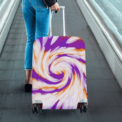 Purple Orange Tie Dye Swirl Abstract Luggage Cover/Medium 22"-25"