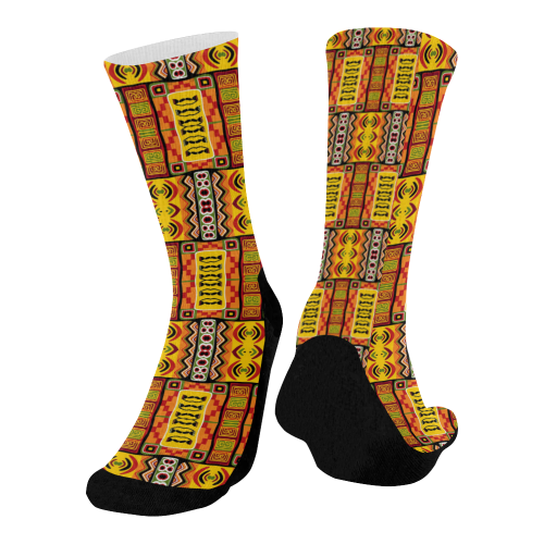 African Ethnic Inspired Pattern Mid-Calf Socks (Black Sole)
