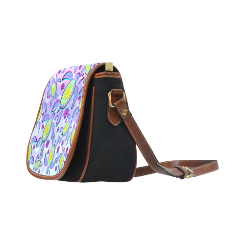 Sea Turtle and Sun Abstract Glitch Ultraviolet Saddle Bag/Small (Model 1649)(Flap Customization)